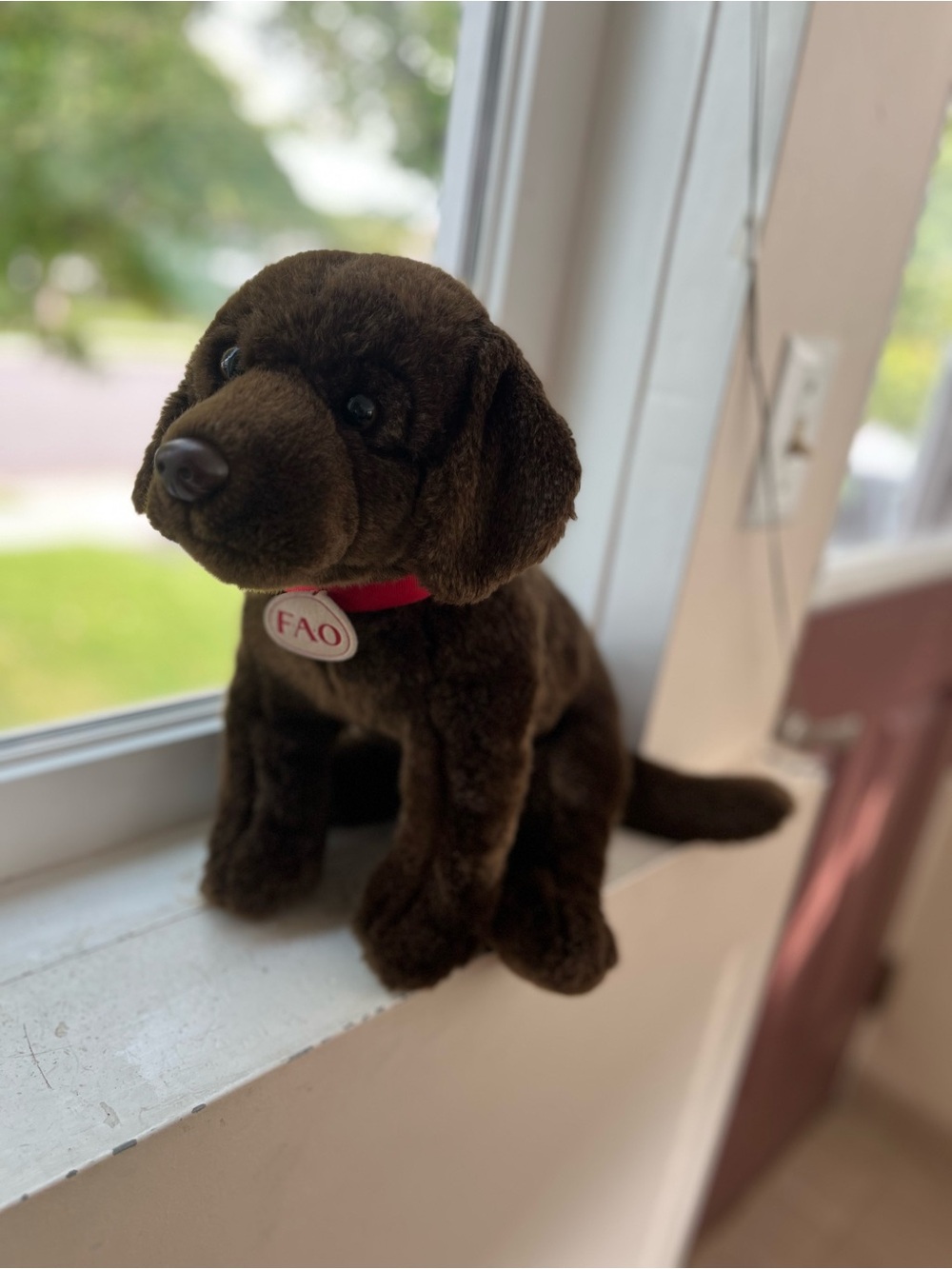 FAO eBrown Plush Labrador with Red Collar Tag